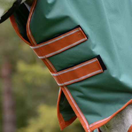 Weatherbeeta Comfitec Tyro Combo Neck Medium Turnout Rug #colour_green-burnt-orange-white