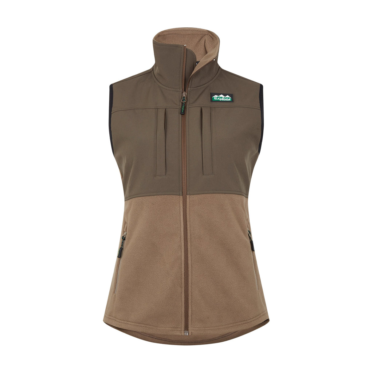 Ridgeline Womens Hybrid Vest Fleece #colour_bark-light-bark