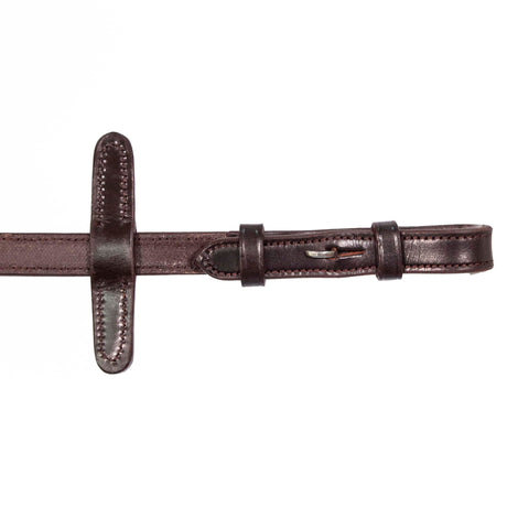 Henry James Xtreme Eventer Hybrid Rubber Reins With Leather Stoppers #Colour_havana-brown