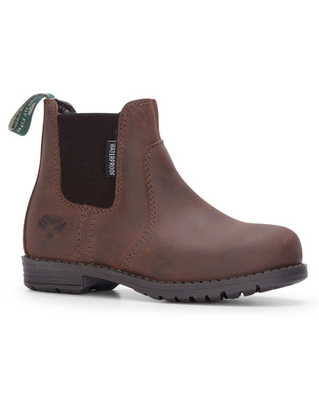 Hoggs of Fife Shire Kids Waterproof Dealer Boot #olour_brown-waxy