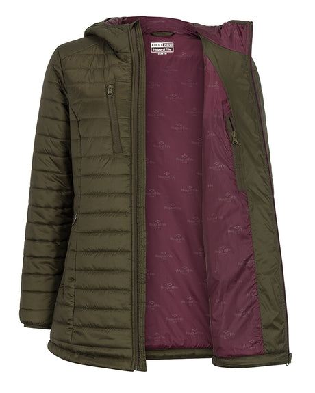 Hoggs of Fife Kingston Ladies Hooded Jacket #colour_olive-merlot