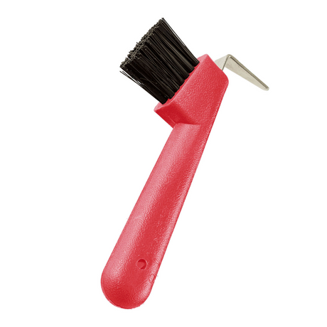 Bitz Hoof Pick Plastic Handle With Brush #colour_red